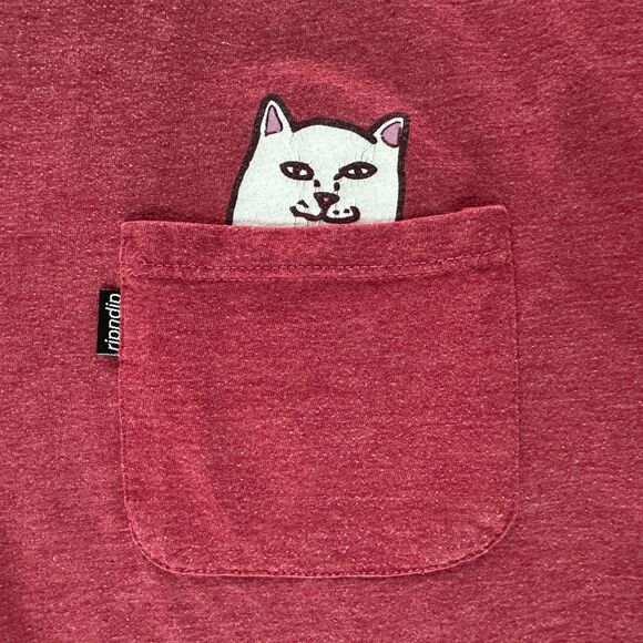 RIPNDIP Nerm in Single Breast Pocket Tee Sz Medium in Brick Red USA Made 19 x 26 - Picture 4 of 8